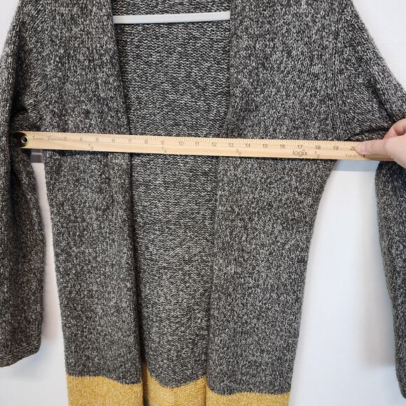 Hem & Thread Long Cardigan Size M Hooded Gray Stripe Open Front Soft Boho - Picture 14 of 14